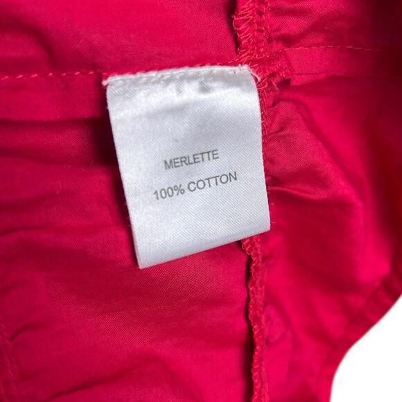 Merlette Sering Mini Dress Tiered Cotton Oversized Tent Swing Berry Pink Medium - Picture 7 of 9